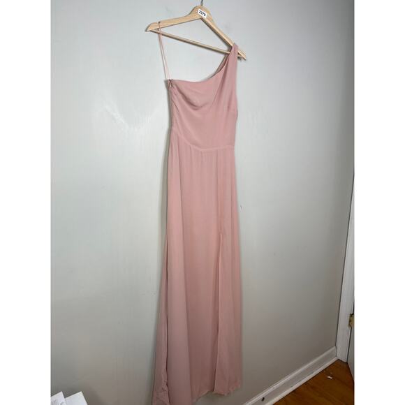 NWT Reformation Evelyn One Shoulder Long Blush Pink Maxi Dress with Fron… - Picture 3 of 10